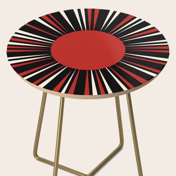 Bold Retro Sun Red Black Cream Side Table Gallery Image 2