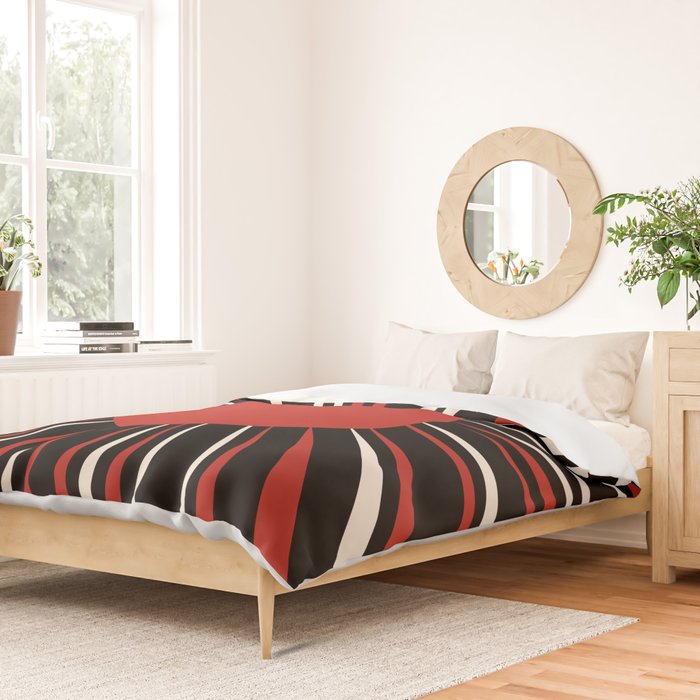 Bold Retro Sun Red Black Cream Duvet Cover Gallery Image 2