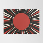 Bold Retro Sun Red Black Cream Rug Gallery Image 2
