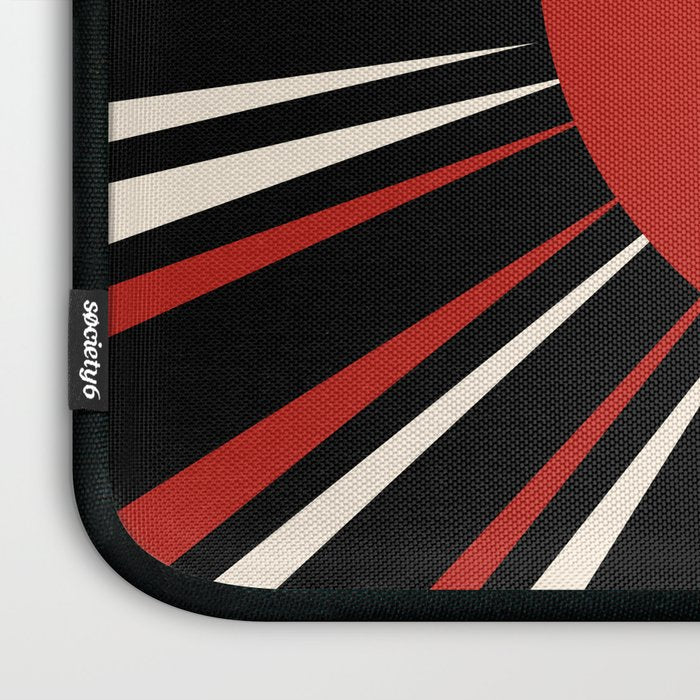 Bold Retro Sun Red Black Cream Laptop Sleeve Gallery Image 3