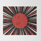 Bold Retro Sun Red Black Cream Throw Blanket Gallery Image 2