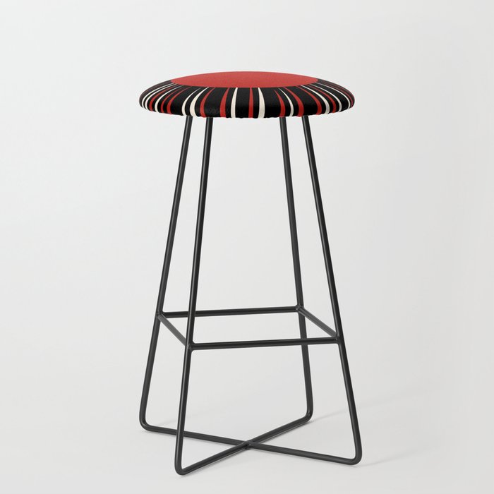 Bold Retro Sun Red Black Cream Stool Gallery Image 1