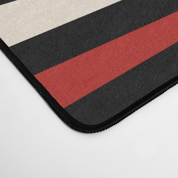 Bold Retro Sun Red Black Cream Desk Mat Gallery Image 4