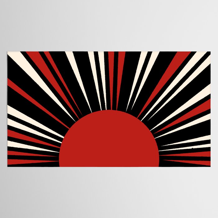 Bold Retro Sun Red Black Cream Tablecloth Gallery Image 2