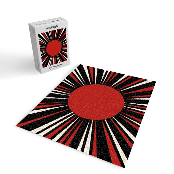 Bold Retro Sun Red Black Cream Jigsaw Puzzle Gallery Image 2