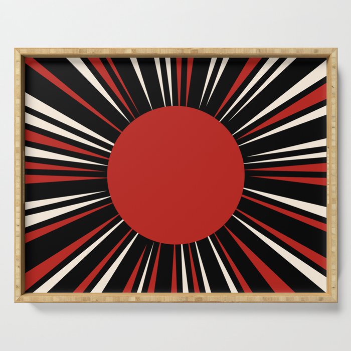 Bold Retro Sun Red Black Cream Serving Tray Gallery Image 1