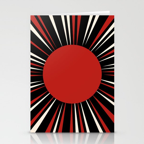 Bold Retro Sun Red Black Cream Stationery Card Gallery Image 1