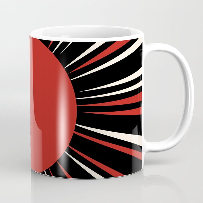 Bold Retro Sun Red Black Cream Coffee Mug Gallery Image 1