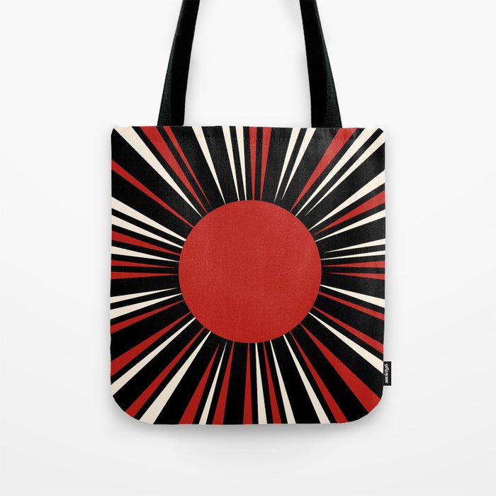 Bold Retro Sun Red Black Cream Tote Bag Gallery Image 1