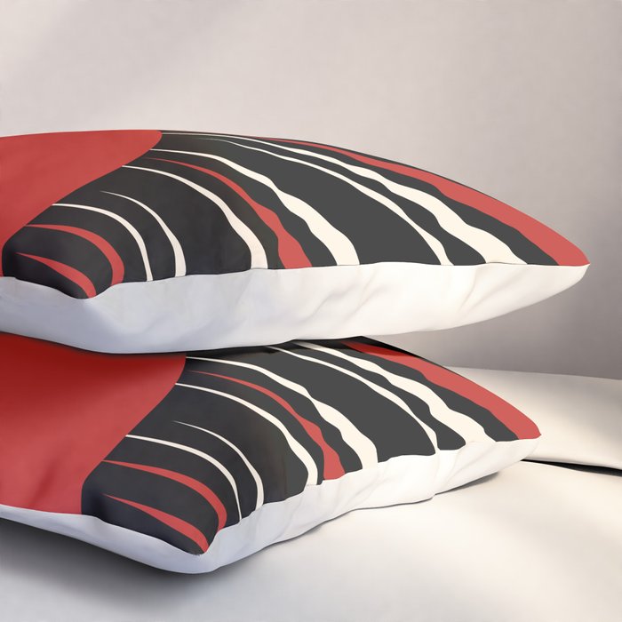 Bold Retro Sun Red Black Cream Pillow Sham Gallery Image 3