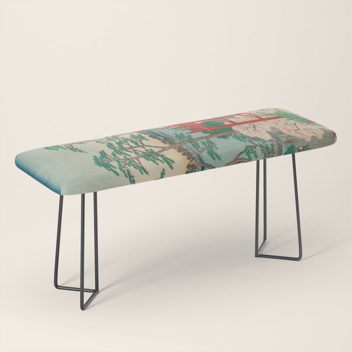 Spring Blossoms and Pond Ukiyo-e Japanese Art Bench Gallery Image 1