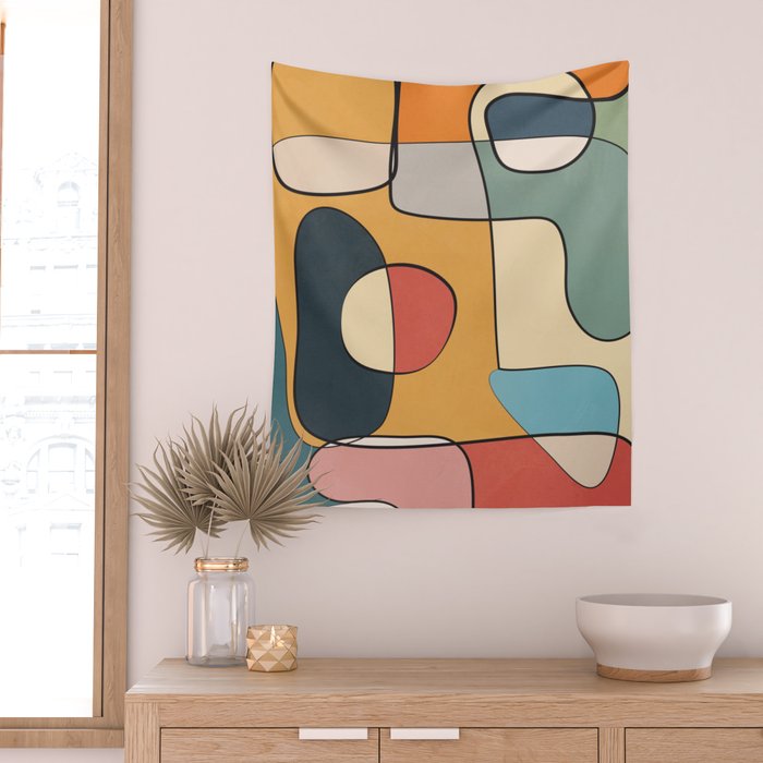 Abstract Line Art 07 Wall Tapestry Gallery Image 2