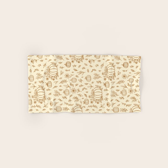 Floral Ink Pumpkin Pattern Bath Towel Gallery Image 1