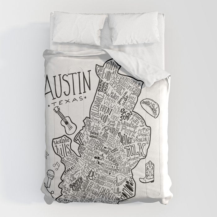 Austin Texas Illustrated Map Comforter Gallery Image 6