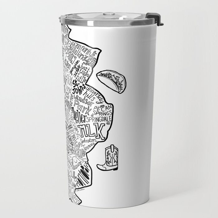 Austin Texas Illustrated Map Travel Mug Gallery Image 2
