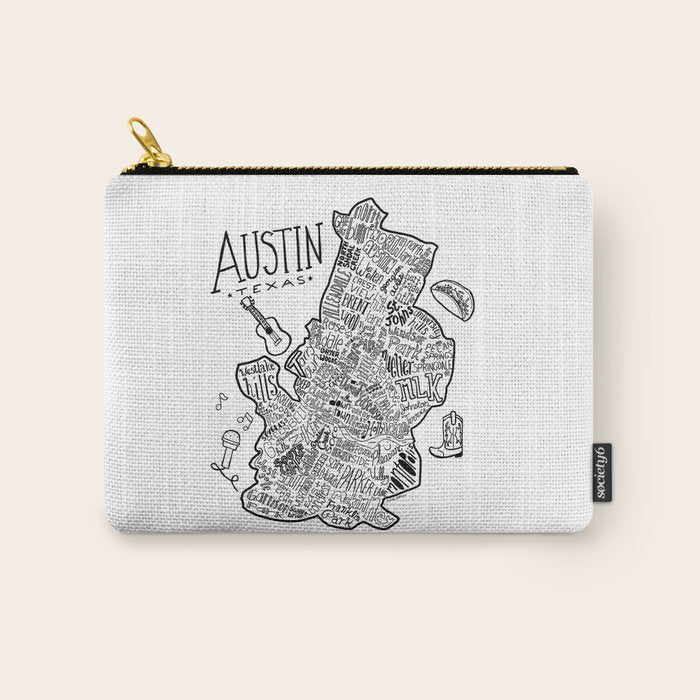 Austin Texas Illustrated Map Carry All Pouch Gallery Image 1
