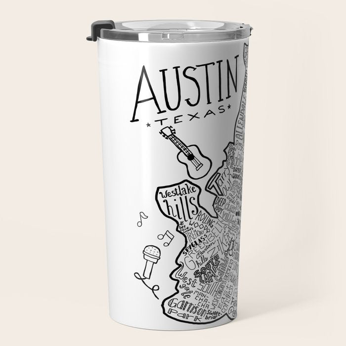 Austin Texas Illustrated Map Travel Mug Gallery Image 3