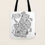 Austin Texas Illustrated Map Tote Bag Gallery Image 1