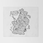 Austin Texas Illustrated Map Throw Blanket Gallery Image 2