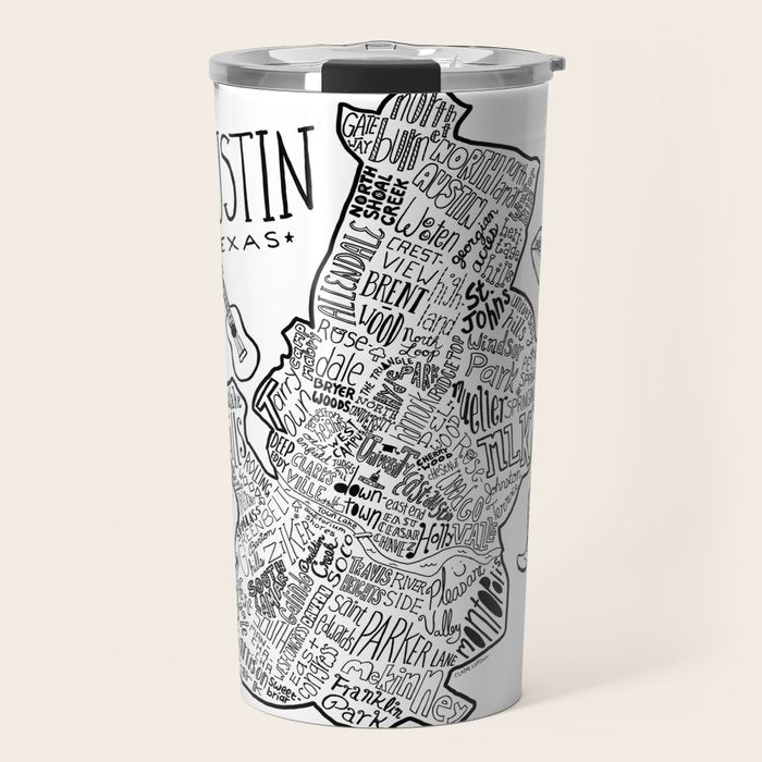 Austin Texas Illustrated Map Travel Mug Gallery Image 1