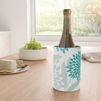 Festive, Floral Leaves and Blooms Coral, Teal Green and White Wine Chiller Gallery Image 4