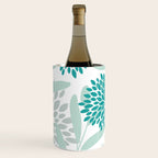 Festive, Floral Leaves and Blooms Coral, Teal Green and White Wine Chiller Gallery Image 1