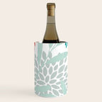 Festive, Floral Leaves and Blooms Coral, Teal Green and White Wine Chiller Gallery Image 2