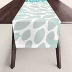 Festive, Floral Leaves and Blooms Coral, Teal Green and White Table Runner Gallery Image 1