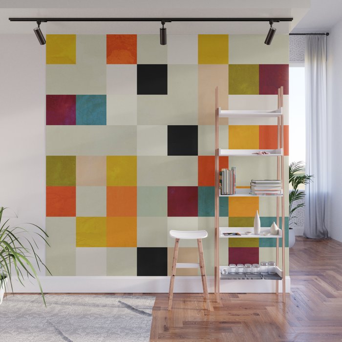 modern mid century chequers Wall Mural Gallery Image 1