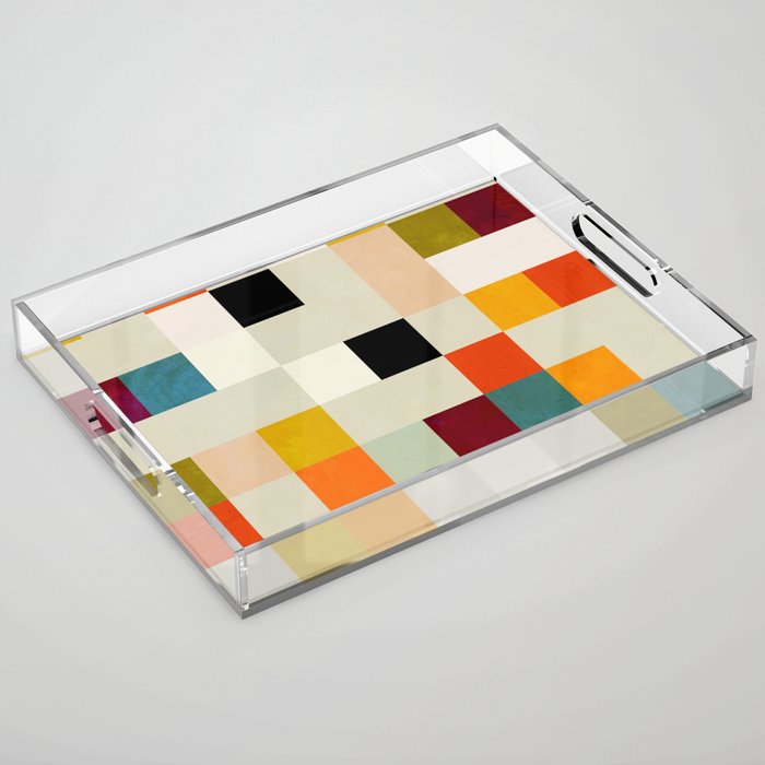 modern mid century chequers Acrylic Tray Gallery Image 1