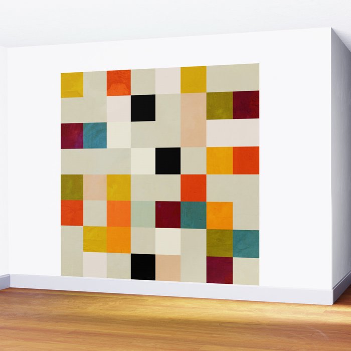 modern mid century chequers Wall Mural Gallery Image 2