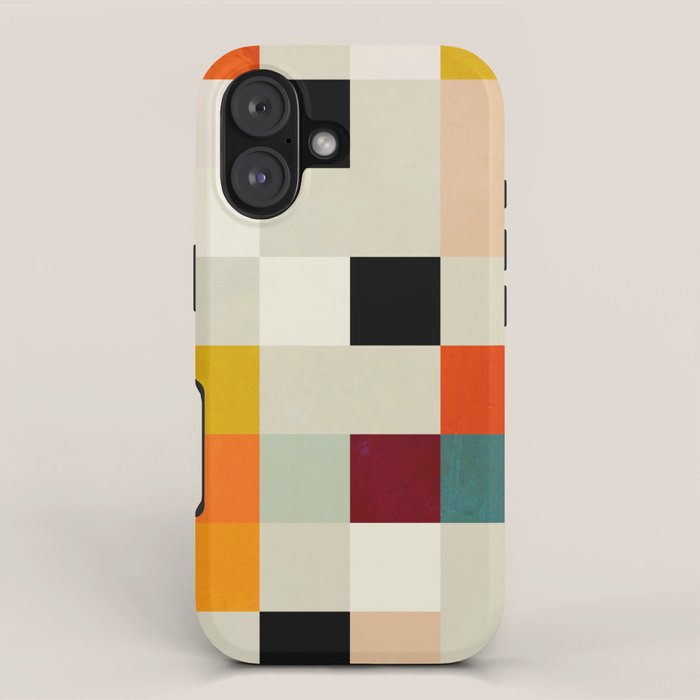 modern mid century chequers iPhone Case Gallery Image 1