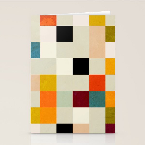 modern mid century chequers Stationery Card Gallery Image 2