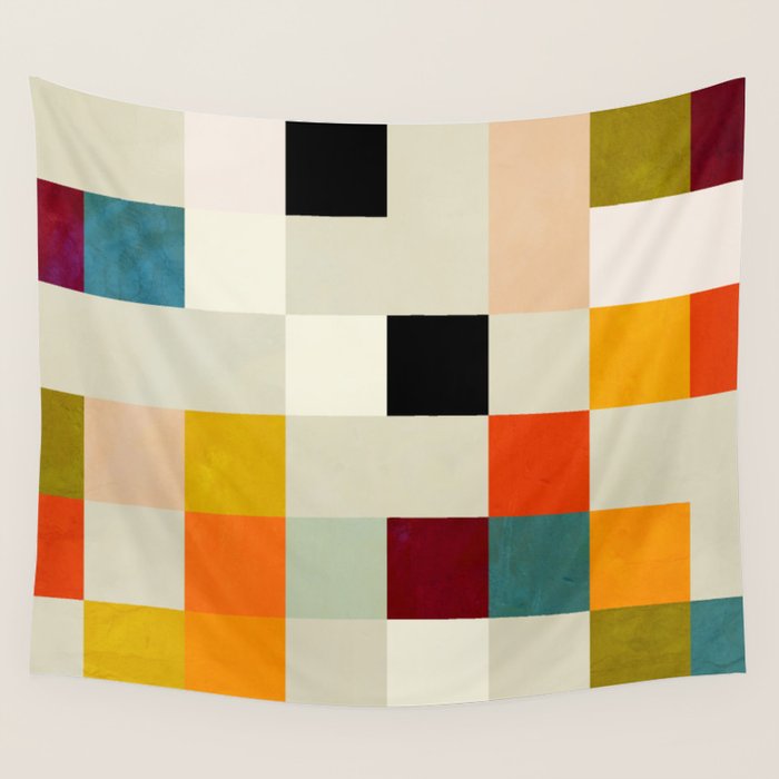 modern mid century chequers Wall Tapestry Gallery Image 1