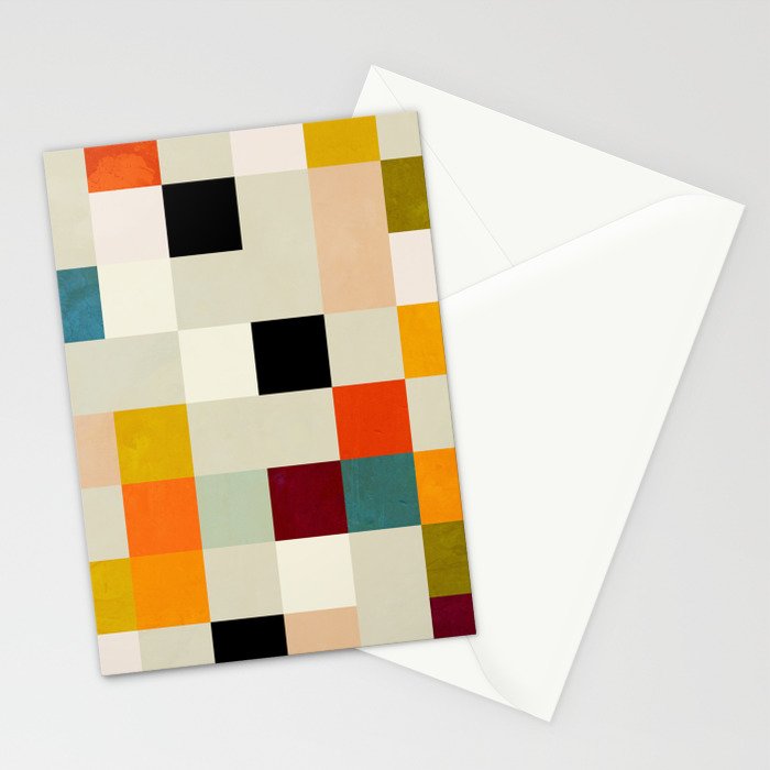 modern mid century chequers Stationery Card Gallery Image 2