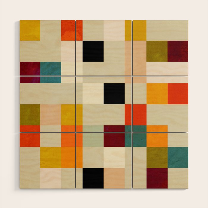 modern mid century chequers Wood Wall Art Gallery Image 1