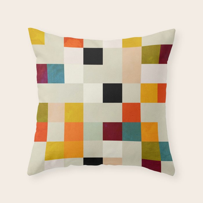 modern mid century chequers Throw Pillow Gallery Image 6