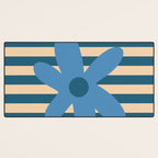Joyful Flower and Stripes Pop Floral in Blue Desk Mat Gallery Image 3