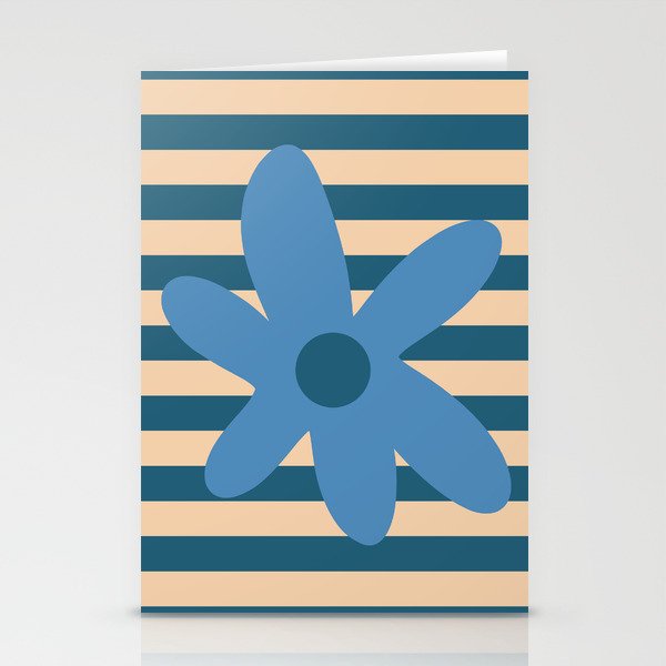 Joyful Flower and Stripes Pop Floral in Blue Stationery Card Gallery Image 2