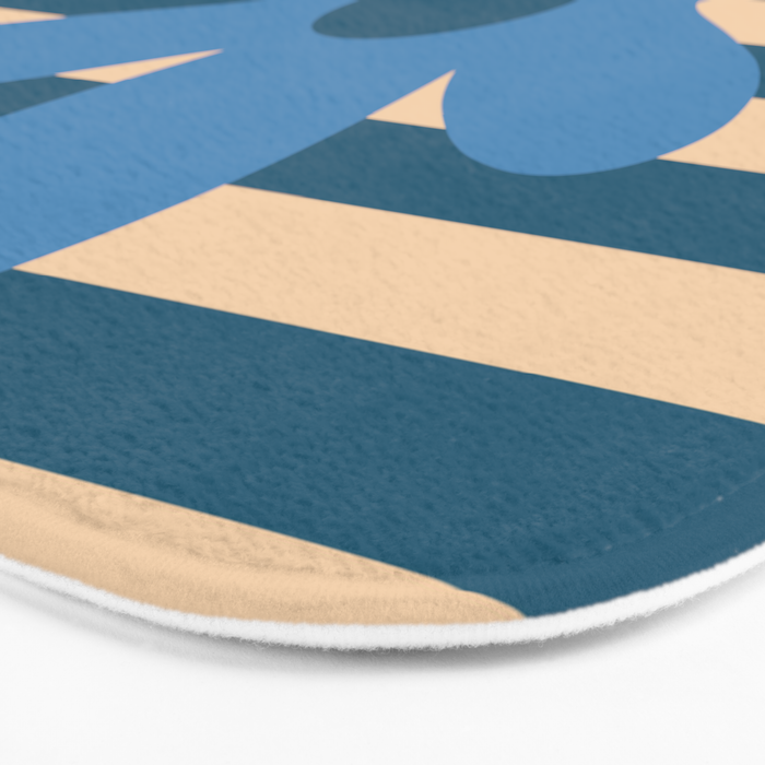 Joyful Flower and Stripes Pop Floral in Blue Bath Mat Gallery Image 3