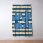 Joyful Flower and Stripes Pop Floral in Blue Window Curtain Gallery Image 3