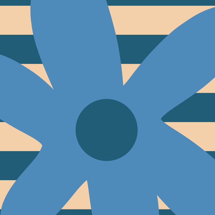 Joyful Flower and Stripes Pop Floral in Blue Coffee Mug Gallery Image 2