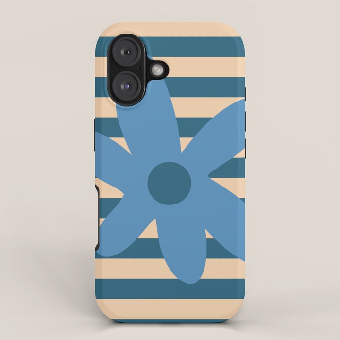 Joyful Flower and Stripes Pop Floral in Blue iPhone Case Gallery Image 1