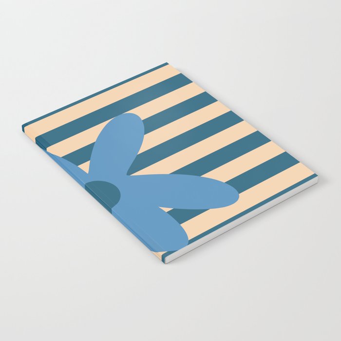 Joyful Flower and Stripes Pop Floral in Blue Notebook Gallery Image 1