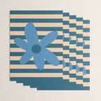 Joyful Flower and Stripes Pop Floral in Blue Wrapping Paper Gallery Image 3
