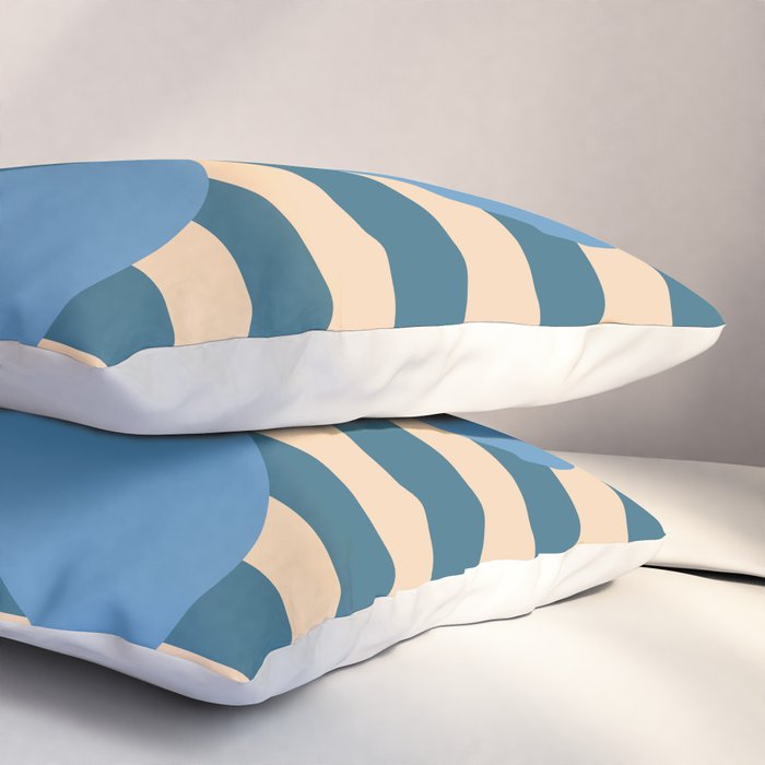 Joyful Flower and Stripes Pop Floral in Blue Pillow Sham Gallery Image 3