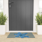 Joyful Flower and Stripes Pop Floral in Blue Welcome Mat Gallery Image 3