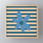 Joyful Flower and Stripes Pop Floral in Blue Mini Art Print Gallery Image 1