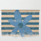 Joyful Flower and Stripes Pop Floral in Blue Wall Hanging Gallery Image 1