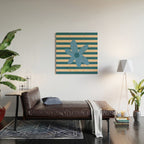 Joyful Flower and Stripes Pop Floral in Blue Wood Wall Art Gallery Image 2